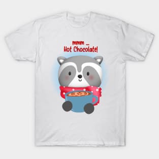 Cute Raccoon Holding Cup of Hot Chocolate T-Shirt